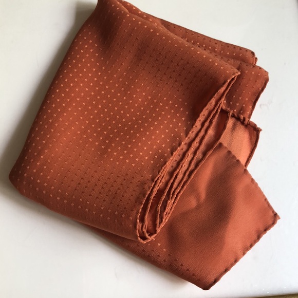 Gorgeous  Oblong Long Scarf 100% Silk, made in Italy. Marigold Orange - Picture 9 of 11